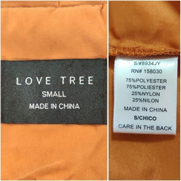 Love Tree brunt orange belted light weight coat sz S - Picture 8 of 9